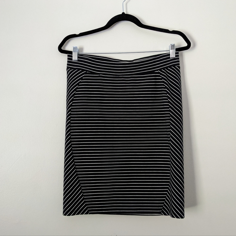 toad & co Black & White Striped Transita Stretch Pencil Skirt Womens Medium